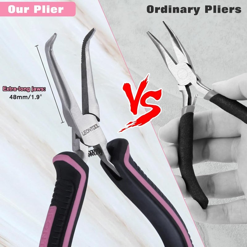 LEONTOOL Mini Needle Nose Pliers Set - Small & Extra Long Nose Pliers for Jewelry Making, Wire Wrapping & Object Gripping with Soft Grip - Image 5